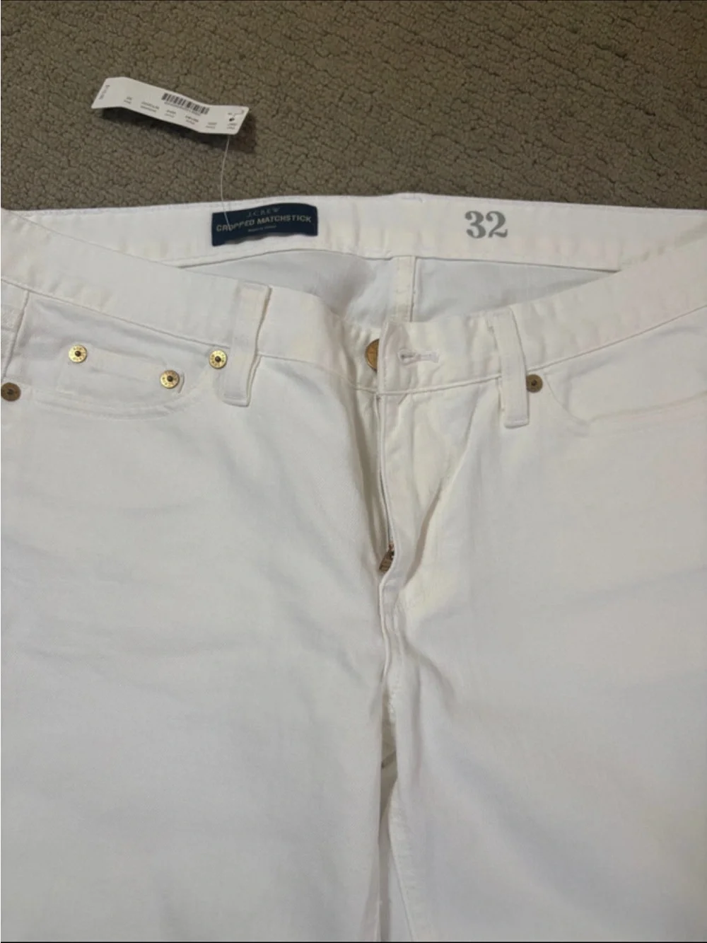 NWT J.CREW cropped matchstick white jeans